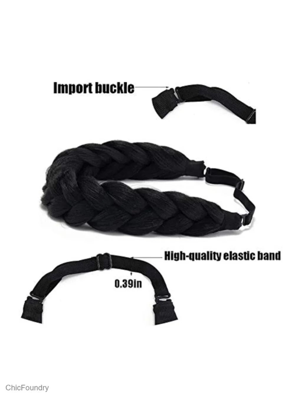 Classic Chunky Braided Headband Stretch Elastic Synthetic Fiber Hairpiece